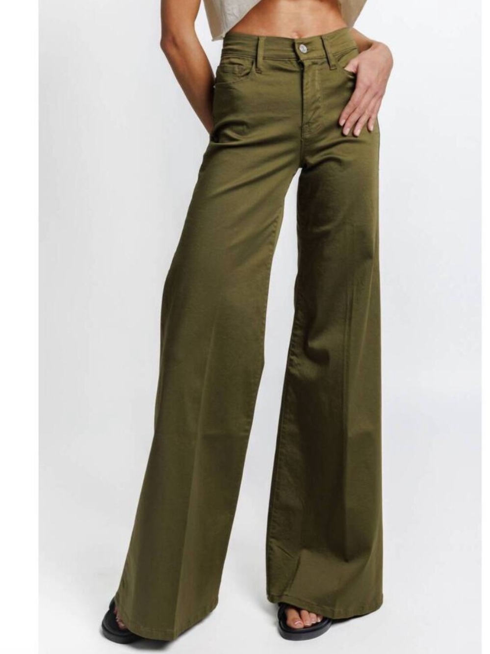 Frame Denim Olive Wide-Leg Palazzo Pants
